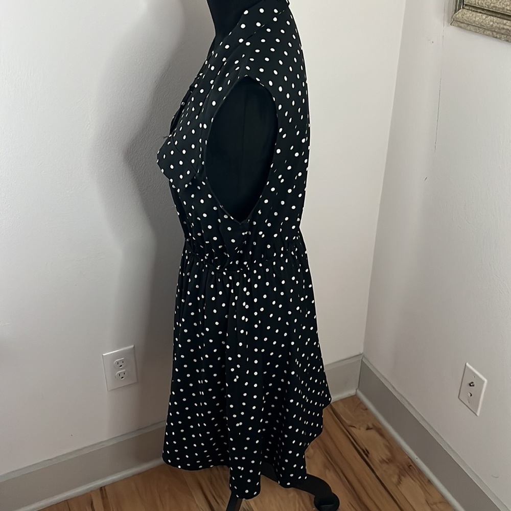 Truth polka dot sleeveless elastic waist dress black white Sz XL‎ - Picture 4 of 8